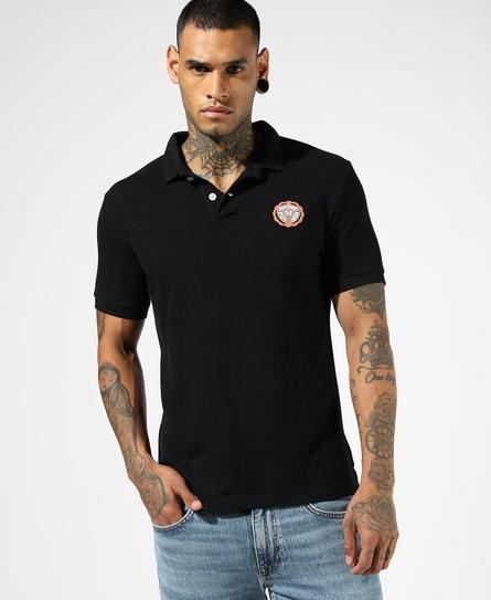 TEXTURED PIQUE S/S MEN'S BLACK POLO