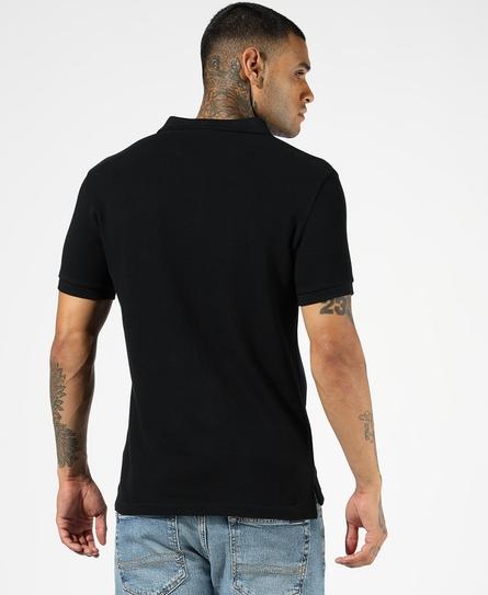 TEXTURED PIQUE S/S MEN'S BLACK POLO