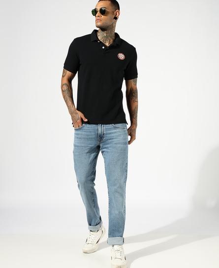 TEXTURED PIQUE S/S MEN'S BLACK POLO