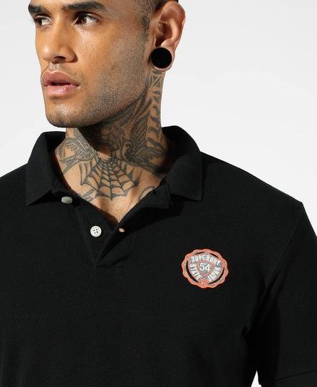 TEXTURED PIQUE S/S MEN'S BLACK POLO