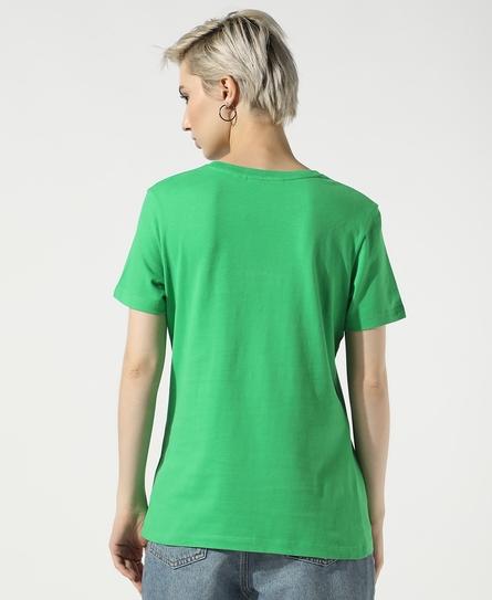 TONAL EMBROIDERED LOGO WOMEN'S GREEN T-SHIRT