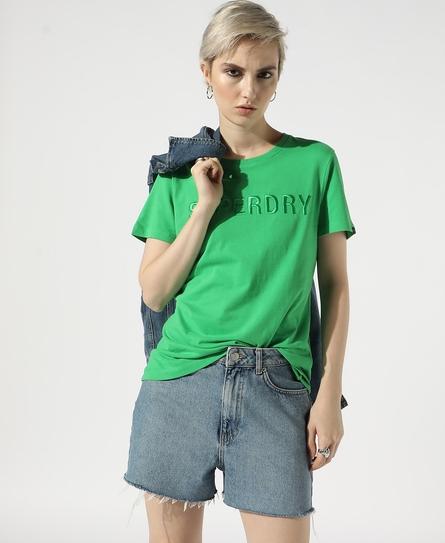 TONAL EMBROIDERED LOGO WOMEN'S GREEN T-SHIRT