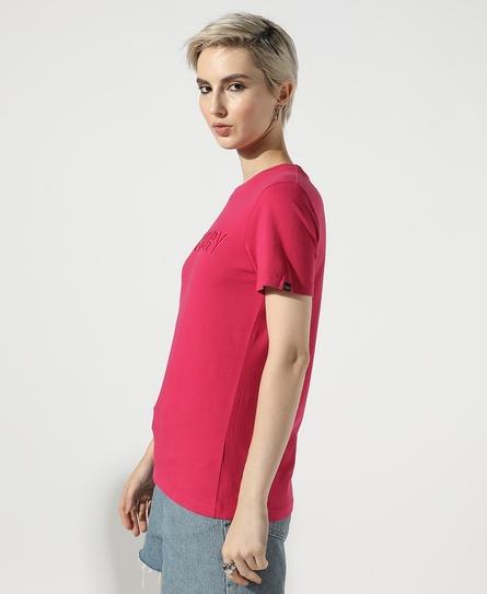 TONAL EMBROIDERED LOGO WOMEN'S PINK T-SHIRT