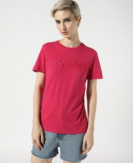 TONAL EMBROIDERED LOGO WOMEN'S PINK T-SHIRT