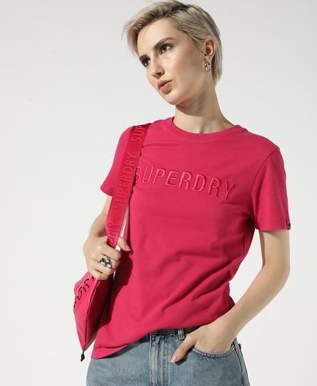 TONAL EMBROIDERED LOGO WOMEN'S PINK T-SHIRT