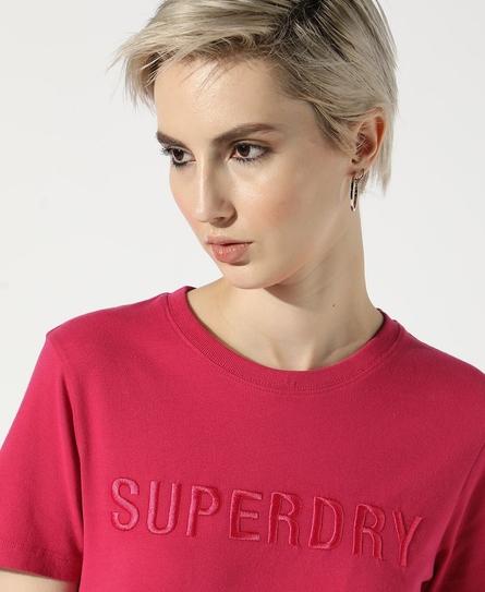 TONAL EMBROIDERED LOGO WOMEN'S PINK T-SHIRT