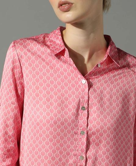 STUDIOS SATIN PRINTED WOMEN'S PINK SHIRT