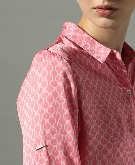 STUDIOS SATIN PRINTED WOMEN'S PINK SHIRT