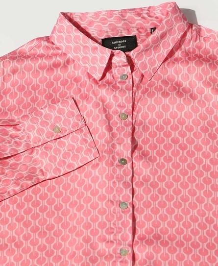 STUDIOS SATIN PRINTED WOMEN'S PINK SHIRT