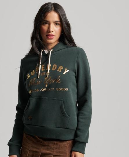 LUXE METALLIC LOGO WOMEN'S GREEN HOOD