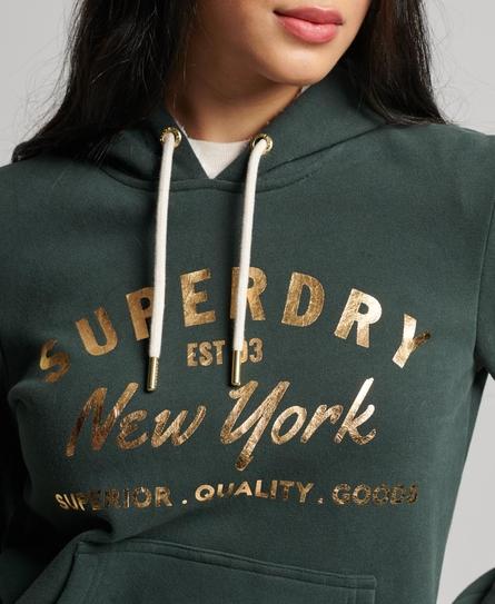 LUXE METALLIC LOGO WOMEN'S GREEN HOOD