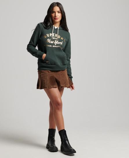 LUXE METALLIC LOGO WOMEN'S GREEN HOOD