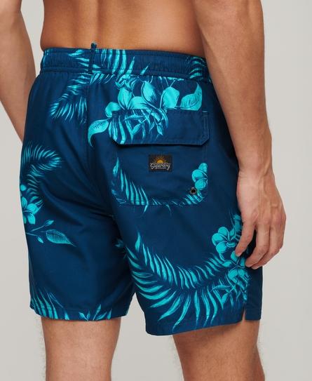 HAWAIIAN PRINT 17 MEN'S BLUE SWIM SHORT