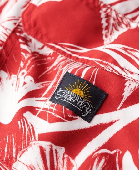 HAWAIIAN PRINT 17 MEN'S RED SWIM SHORT