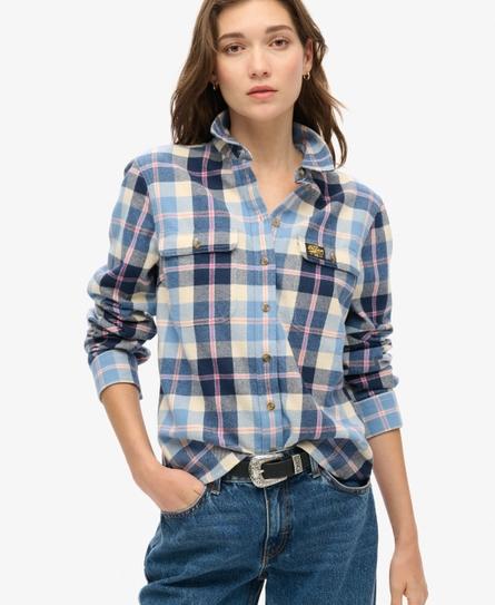 LUMBERJACK CHECK FLANNEL WOMEN'S BLUE SHIRT