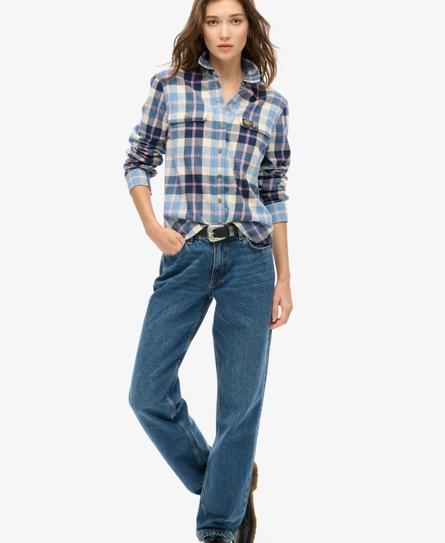 LUMBERJACK CHECK FLANNEL WOMEN'S BLUE SHIRT