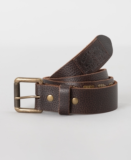 STUDDED LEATHER MEN'S BROWN BELT