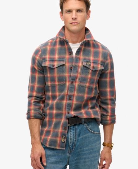 COTTON WORKER CHECK MEN'S BLUE SHIRT