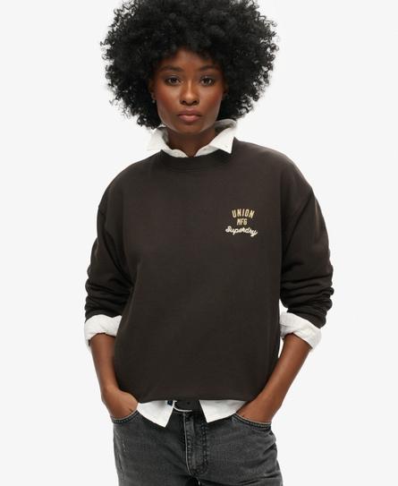 WORKWEAR GRAPHIC LOOSE CREW WOMEN'S BLACK SWEATSHIRT