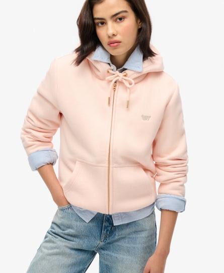 ESSENTIAL BORG LINED ZIP WOMEN'S PINK HOOD