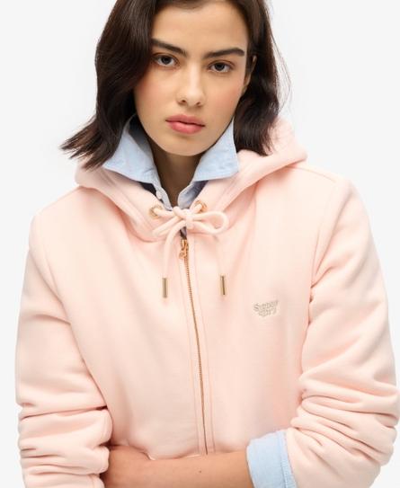 ESSENTIAL BORG LINED ZIP WOMEN'S PINK HOOD