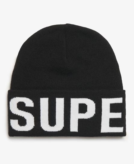 BRANDED KNITTED UNISEX BLACK BEANIE