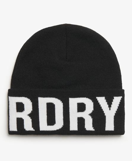 BRANDED KNITTED UNISEX BLACK BEANIE