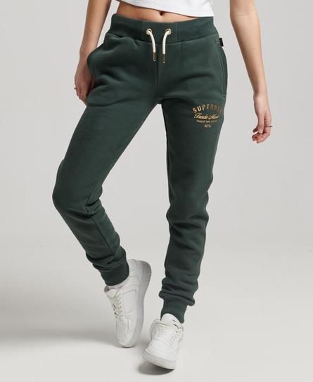 LUXE METALLIC LOGO SLIM WOMEN'S GREEN JOGGER