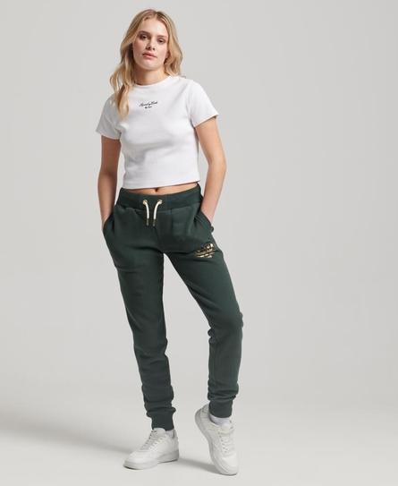 LUXE METALLIC LOGO SLIM WOMEN'S GREEN JOGGER