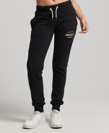 LUXE METALLIC LOGO SLIM WOMEN'S BLACK JOGGER