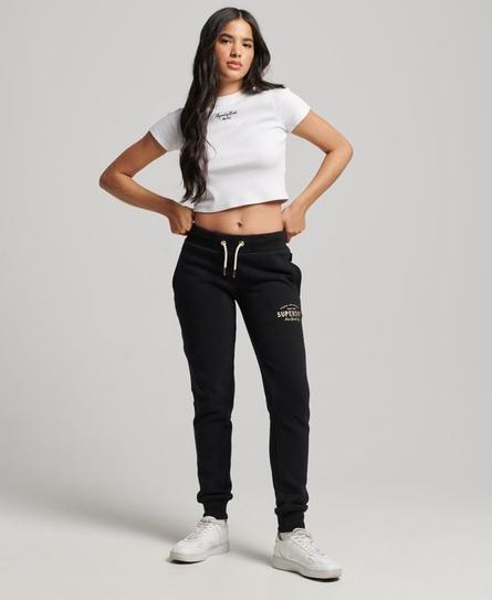 LUXE METALLIC LOGO SLIM WOMEN'S BLACK JOGGER