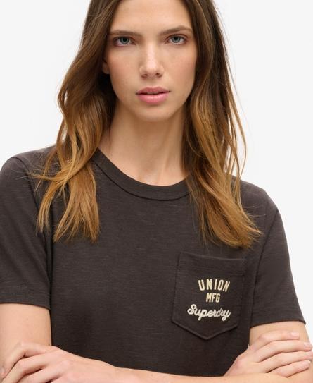 WORKWEAR EMBROIDERED POCKET WOMEN'S BLACK T-SHIRT