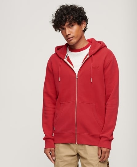 ESSENTIAL LOGO ZIP MEN'S RED HOODIE