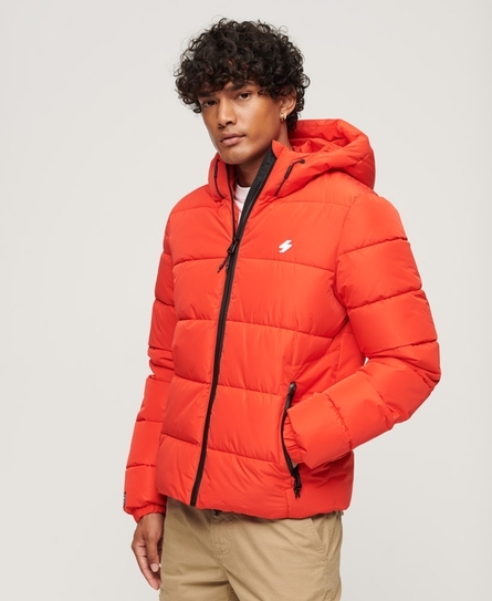 HOODED SPORTS PUFFR MEN'S RED JACKET