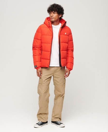 HOODED SPORTS PUFFR MEN'S RED JACKET