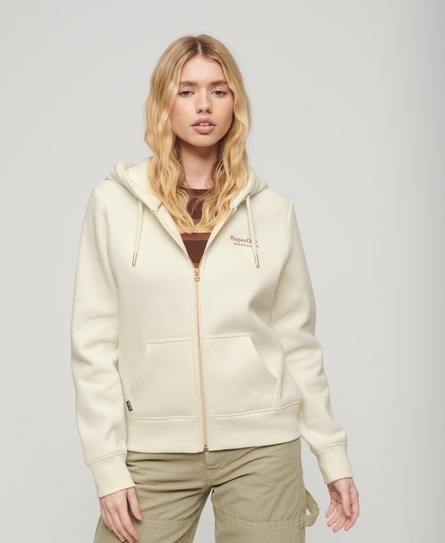 ESSENTIAL LOGO ZIP WOMEN'S WHITE HOODIE