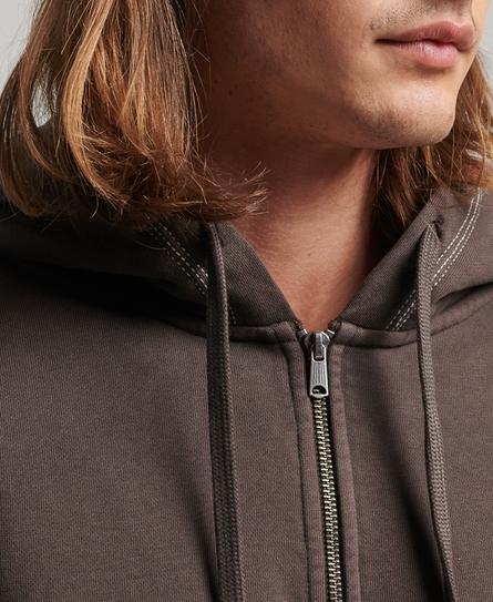 CONTRAST STITCH RELAX ZIP MEN'S BROWN HOOD