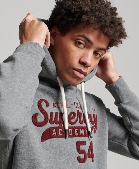 ATHLETIC SCRIPT GRAPHIC MEN'S GREY HOODIE