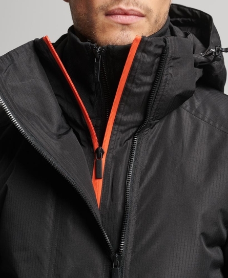 HOODED YACHTER WINDBREAKER MEN'S BLACK JACKET