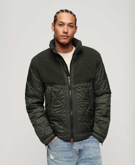 SHERPA QUILTED HYBRID MEN'S GREEN JACKET