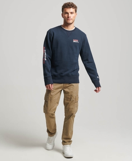 SPORTSWEAR LOGO LOOSE MEN'S BLUE CREW SWEATSHIRT