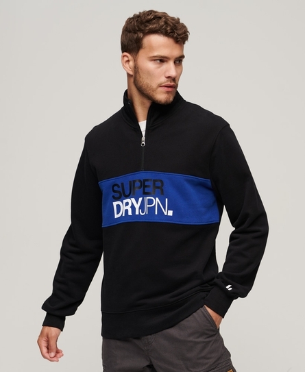 SPORTSWEAR LOGO LOOSE MEN'S BLACK HALFZIP SWEAT