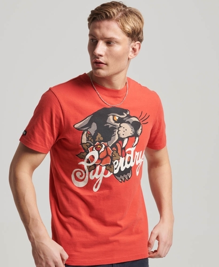 TATTOO SCRIPT GRAPHIC MEN'S RED T-SHIRT