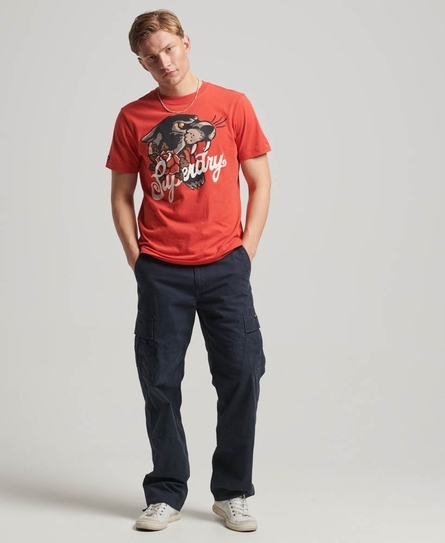 TATTOO SCRIPT GRAPHIC MEN'S RED T-SHIRT