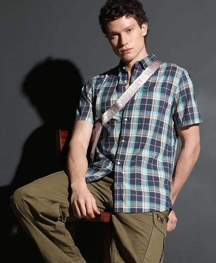 LIGHTWEIGHT S/S CHECK MEN'S BLUE SHIRT