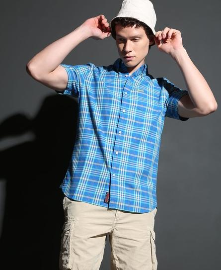 LIGHTWEIGHT S/S CHECK MEN'S BLUE SHIRT