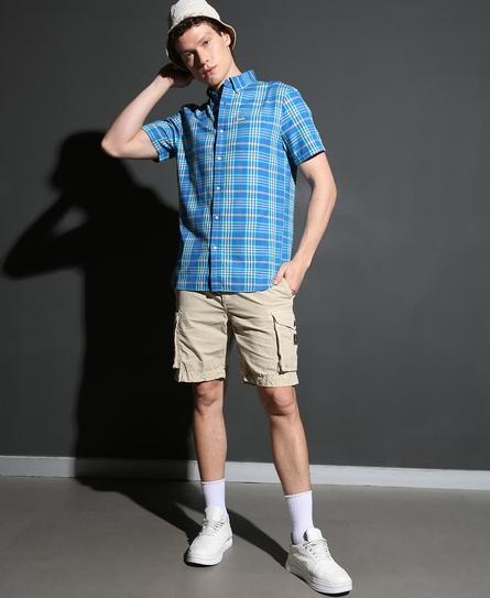 LIGHTWEIGHT S/S CHECK MEN'S BLUE SHIRT