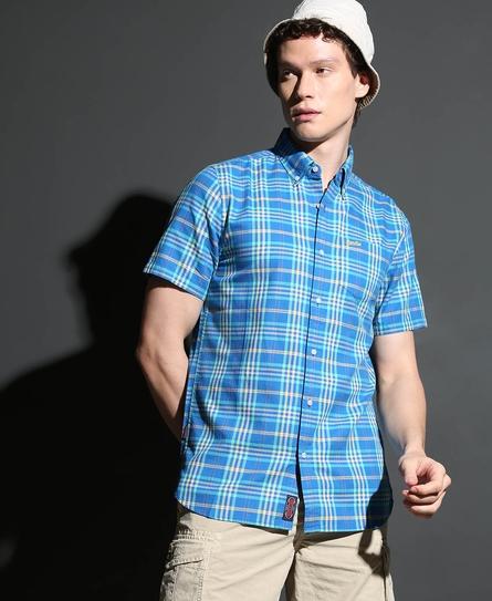 LIGHTWEIGHT S/S CHECK MEN'S BLUE SHIRT