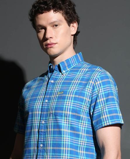 LIGHTWEIGHT S/S CHECK MEN'S BLUE SHIRT