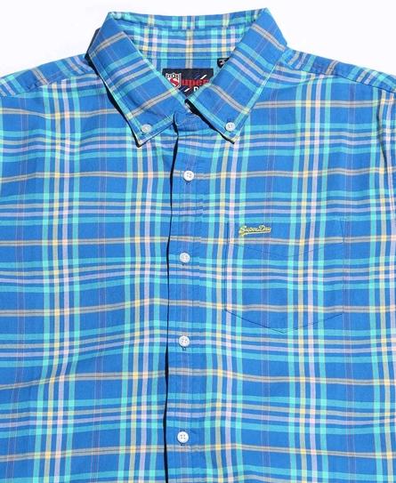 LIGHTWEIGHT S/S CHECK MEN'S BLUE SHIRT